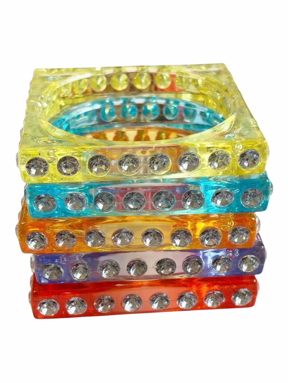 Awesome Square Bangle Stack 5 Bracelet Lot